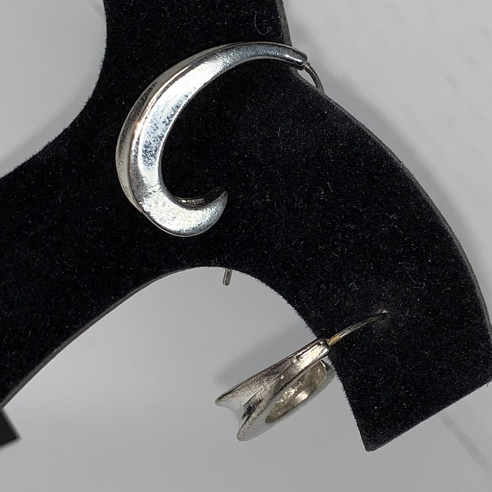 Silver Tone J-shaped Costume Earrings